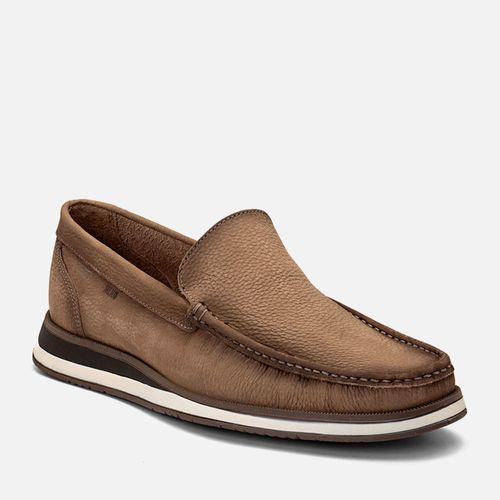 Sapato Casual Mocassim Feito em Couro Sem Amarração Calce Prático Masculino Milano Gelo 14408
