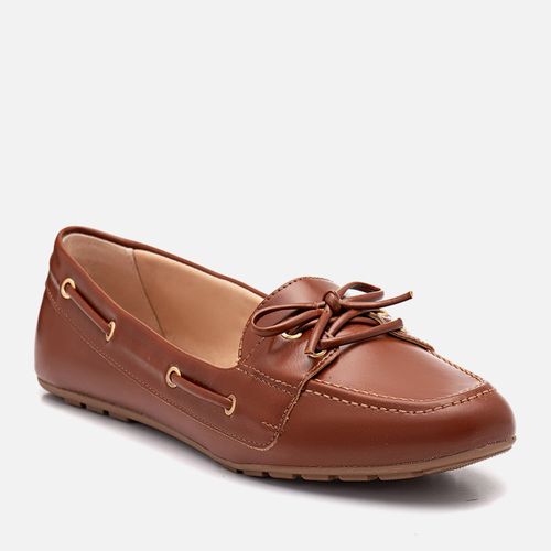 Mocassim Driver Clássico Costura Aparente com Laço Feminino Milano Marrom 14335