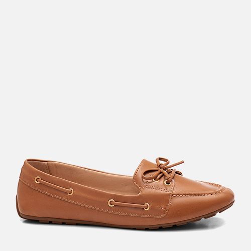 Mocassim Driver Clássico Costura Aparente com Laço Feminino Milano Caramelo 14335