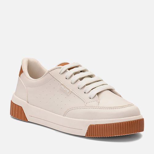 Tênis Branco Sola Caixa Média Bicolor Cano Acolchoado Conforto Feminino Milano Caramelo 13651