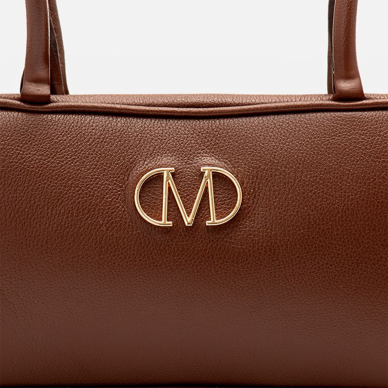 Bolsa Feita em Couro tipo Baguete ou Tote Retangular Media de Mao ou Ombro Feminina Milano Pinhao 14325 -3-