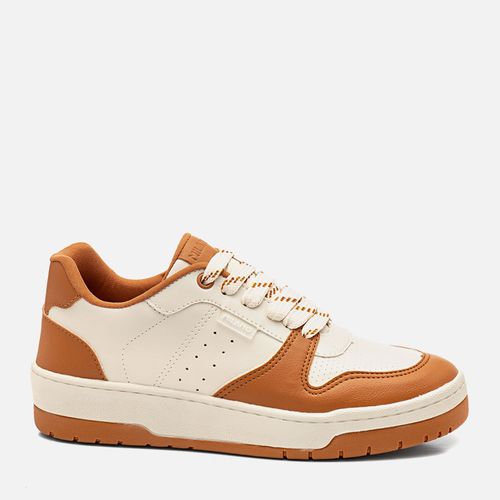 Tênis Design Esportivo com Sola Caixa Alta Bicolor em Mix de Cores Feminino Milano Caramelo 14356