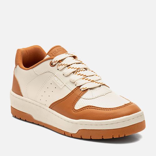 Tênis Design Esportivo com Sola Caixa Alta Bicolor em Mix de Cores Feminino Milano Caramelo 14356