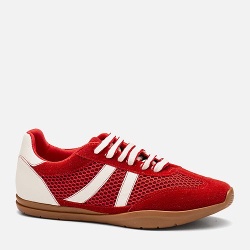Tênis Visual Esportivo Retro Cores Mix de Materiais Mesh e tipo Camurça Feminino Milano Vermelho 14455