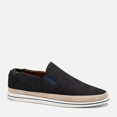 Tênis Slip On Alpargata Feito em Couro Nobuk Calce Prático 100% Forração Couro Masculino Milano Marinho 14464
