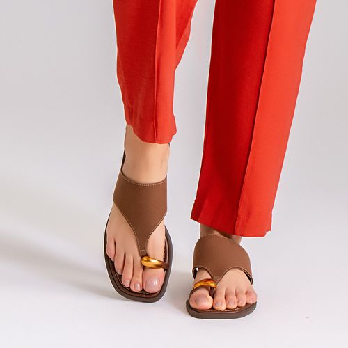 Sandália Rasteira Ring Toe ou Anel de Dedo Peça Orgânica  Feminino Milano Marrom 14314