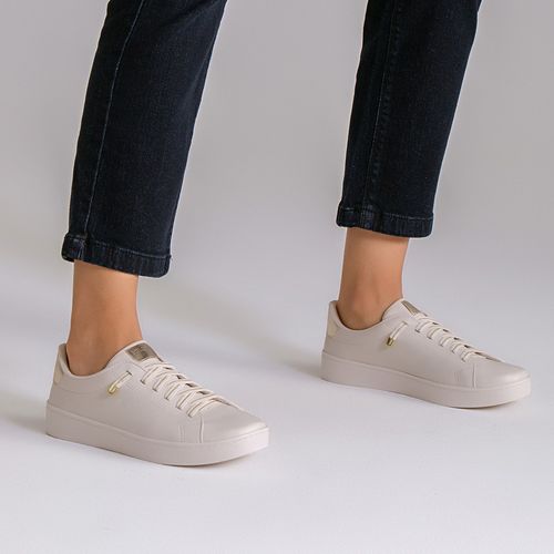 Tênis Design Esportivo com Sola Caixa e Calce Elástico Feminino Milano Off White 14354