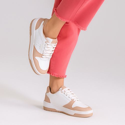Tênis Design Esportivo com Sola Caixa Alta Bicolor em Mix de Cores Feminino Milano Nude 14356
