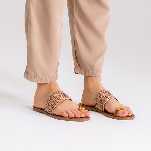 Rasteiras-flats Feminino Milano Bege 14378