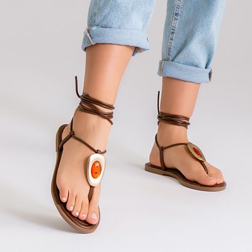 Rasteiras-flats Feminino Milano Marrom 14397