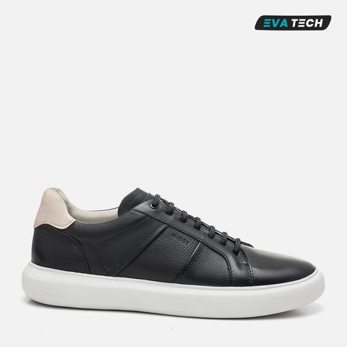 Tênis Casual sem Amarração Feito em Couro Macio Napa Plumê Soft Solado EVA Tech Super Leve Calce Prático Elástico Masculino Milano Marinho 14033