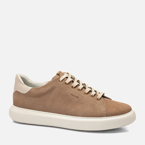 Tênis Casual Feito em Couro Nobuk Estampado com Solado EVA Tech Ultra Leve Masculino Milano Osso/gelo 14536