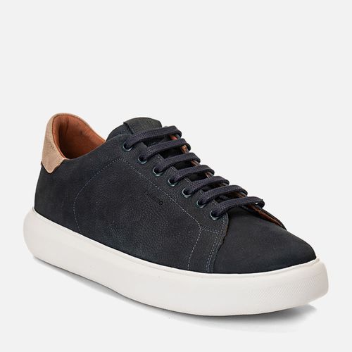 Tênis Casual Feito em Couro Nobuk Estampado com Solado EVA Tech Ultra Leve Masculino Milano Marinho/osso 14536