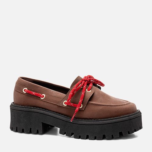 Mocassim Tratorado Sola Alta tipo DockSide Cardarço Destacado Feminino Milano Marrom 14295