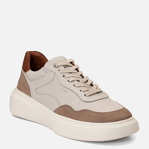 Tênis Casual Feito em Couro Soft Plumê Tecnologia EVA Tech Ultra Leve Masculino Milano Gelo/osso/whisky 14535