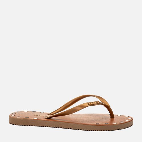 Sandália Chinelo de Dedo Tachas Metalizadas Metal Milano Feminino Milano Ouro 14517