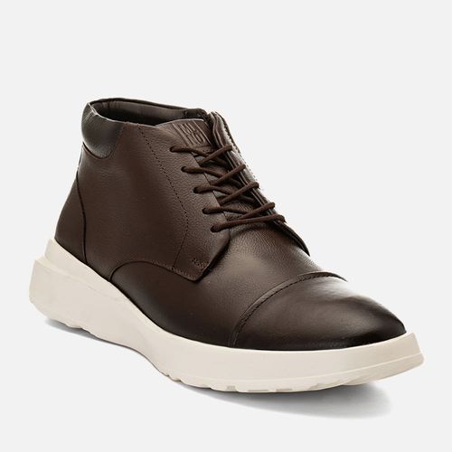 Bota Casual tipo Coturno Tecnologia EVA Tech Ultra Leve Calce Prático Zíper Masculino Milano Café/mooca 14556