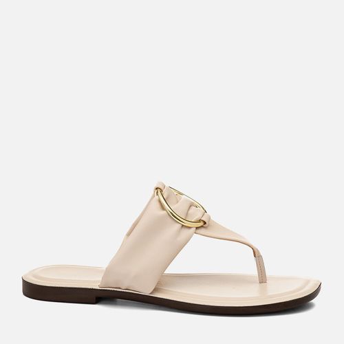 Sandália Rasteira tipo Chinelo Tira Macia em T Argola Feminino Milano Off White 14612