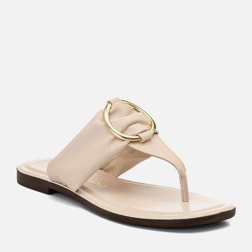 Sandália Rasteira tipo Chinelo Tira Macia em T Argola Feminino Milano Off White 14612