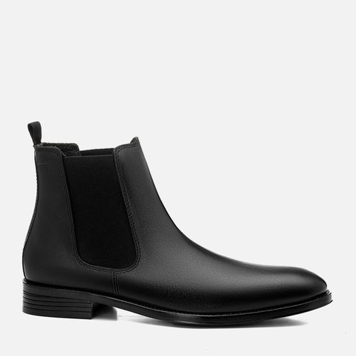 Bota Chelsea tipo Botina sem Amarração Feita em Couro Soft Macio Calce Prático Elástico Solado Borracha Gel Masculino Milano Preto 13958