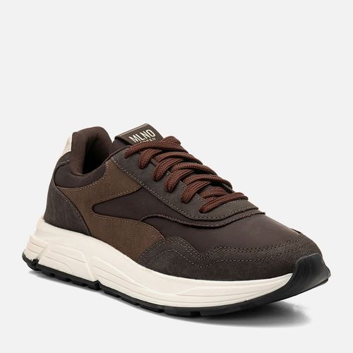 Tênis Casual Feito em Linha Green Napa e Tecido Alternativa Masculino Milano Café 14666