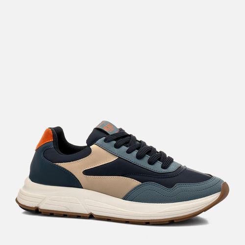 Tênis Casual Feito em Linha Green Napa e Tecido Alternativa Masculino Milano Azul 14666