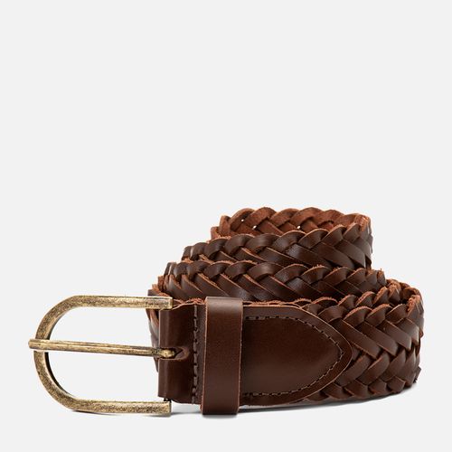 Cinto Casual Esporte Fino Feito em Couro Napa Tressê ou Trançado à Mão Masculino Milano Pinhão 14630