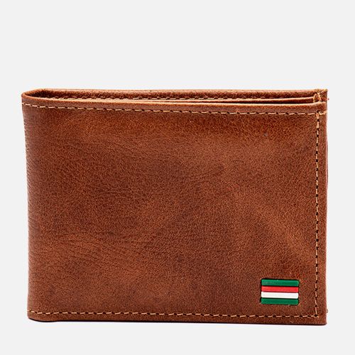 Carteira Masculina Couro Napa Soft Estampado 6 Porta Cartões 1 Porta Cédula Masculinas Milano Tan 14486