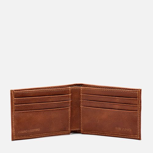 Carteira Masculina Couro Napa Soft Estampado 6 Porta Cartões 1 Porta Cédula Masculinas Milano Tan 14486