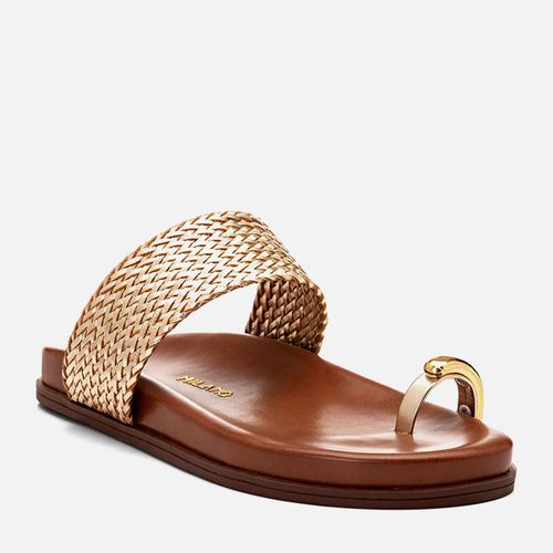 Sandália Papete Ring Toe ou Anel de Dedo Peça Formato Orgânico Tramada Feminino Milano Ouro Light 14648
