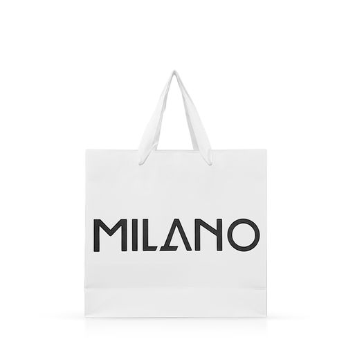 Kit 50 unidades Sacola de Presente Milano Média em OffSet Alta Gramatura com Alça em Gorgurão Branco na cor Branca 14704