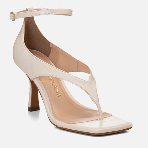 Sandália Salto Alto TaçaTira Thong Y ou de Dedo Traseira Fechada Feminino Milano Off White 14711