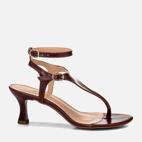 Sandália Salto Médio Taça Tira de Dedo Thong em Y Feminino Milano Marsala 14784