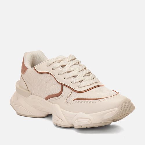 Tênis Esportivo Daddy Sneaker Multicolor Multimateriais Robusto Urbano Feminino Milano Off White 14716
