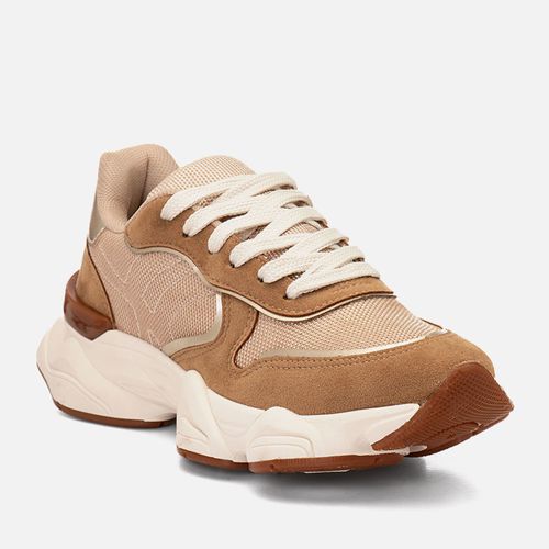 Tênis Esportivo Daddy Sneaker Multicolor Multimateriais Robusto Urbano Feminino Milano Bege 14716