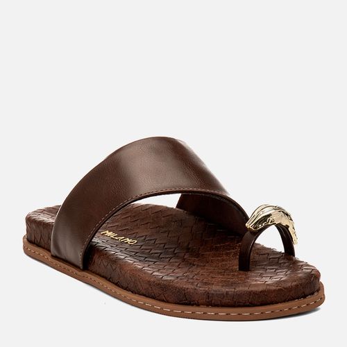 Sandália Papete Ring Toe ou Anel de Dedo Peça Cobra Napa Tramada Tressê Feminino Milano Café 14724