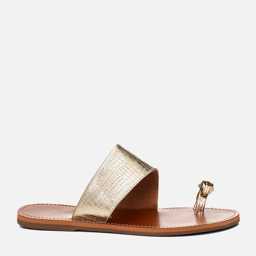 Sandália Rasteira Ring Toe ou Anel de Dedo Peça Cobra Dourada Feminino Milano Ouro 14725