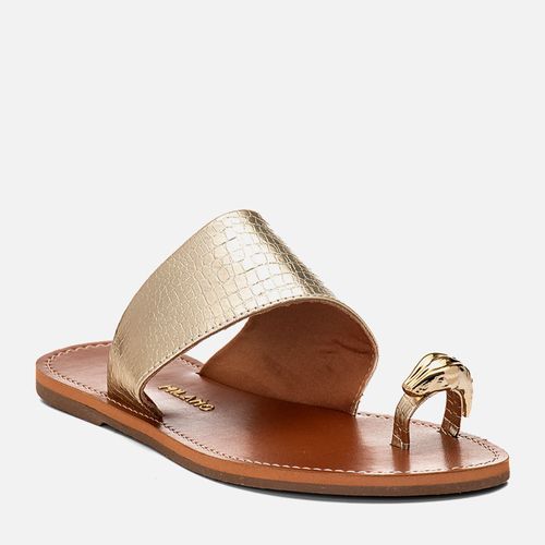 Sandália Rasteira Ring Toe ou Anel de Dedo Peça Cobra Dourada Feminino Milano Ouro 14725