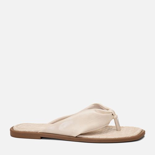 Sandália Rasteira Chinelo Tramado tipo Tressê e Tira  Acolchoada Puffer Feminino Milano Off White 14752