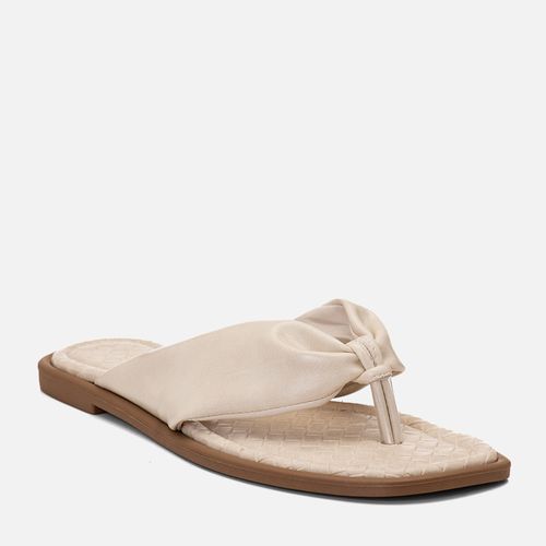 Sandália Rasteira Chinelo Tramado tipo Tressê e Tira  Acolchoada Puffer Feminino Milano Off White 14752