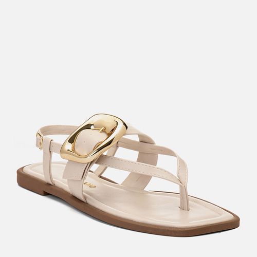 Sandália Rasteira de Dedo Detalhe em Maxi Fivela Orgânica Feminino Milano Off White 14757