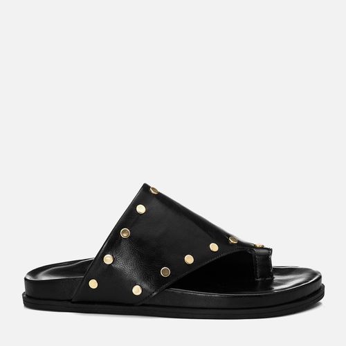 Sandália Papete Anatômica Ring Toe ou Anel de Dedo Tachas Rebite Feminino Milano Preto 14750