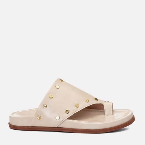 Sandália Papete Anatômica Ring Toe ou Anel de Dedo Tachas Rebite Feminino Milano Off White 14750