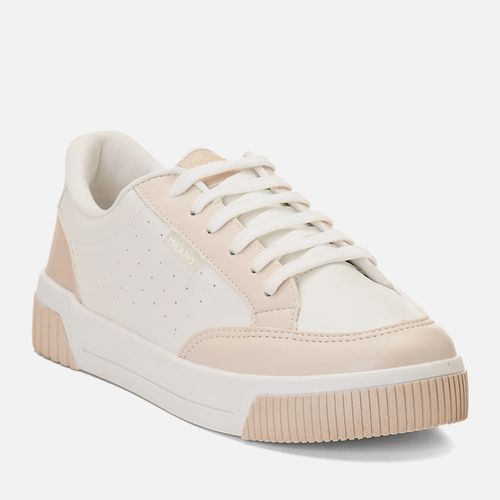 Tênis Branco Sola Caixa Média Bicolor Cano Acolchoado Conforto Feminino Milano Bege 13651