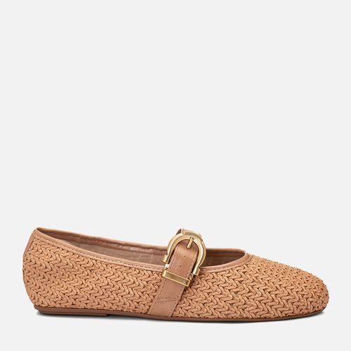 Sapatilha Rasteira Boneca Tramado Tressê Fivela Feminino Milano Natural 14722