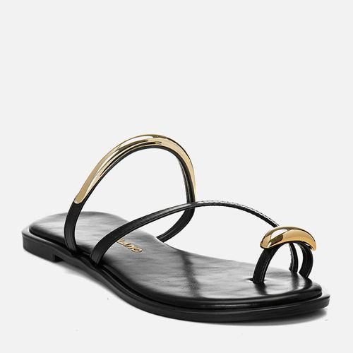 Sandália Rasteira Ring Toe ou Anel de Dedo Peça Orgânica Metalizada Feminino Milano Preto 14800