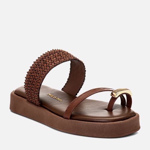 Sandália Papete Sola Alta Ring Toe Anel Dedo Peça Formato Orgânico Feminino Milano Café 14804