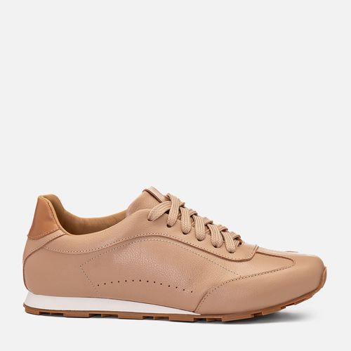 Tênis Visual Esportivo Retro em Couro Tratorado Bicolor Feminino Milano Areia 14738