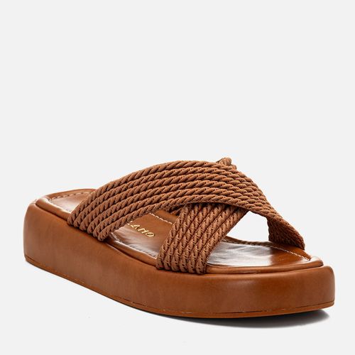 Sandália Papete Sola Alta Tramado Natural Corda Cruzadas em X  Feminino Milano Amber 14746