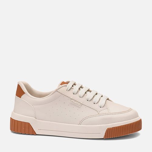 Tênis Branco Sola Caixa Média Bicolor Cano Acolchoado Conforto Feminino Milano Caramelo 13651